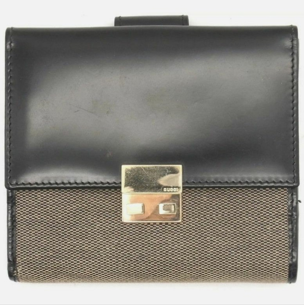 Authentic Gucci bifold wallet canvas and leather - Picture 2 of 12